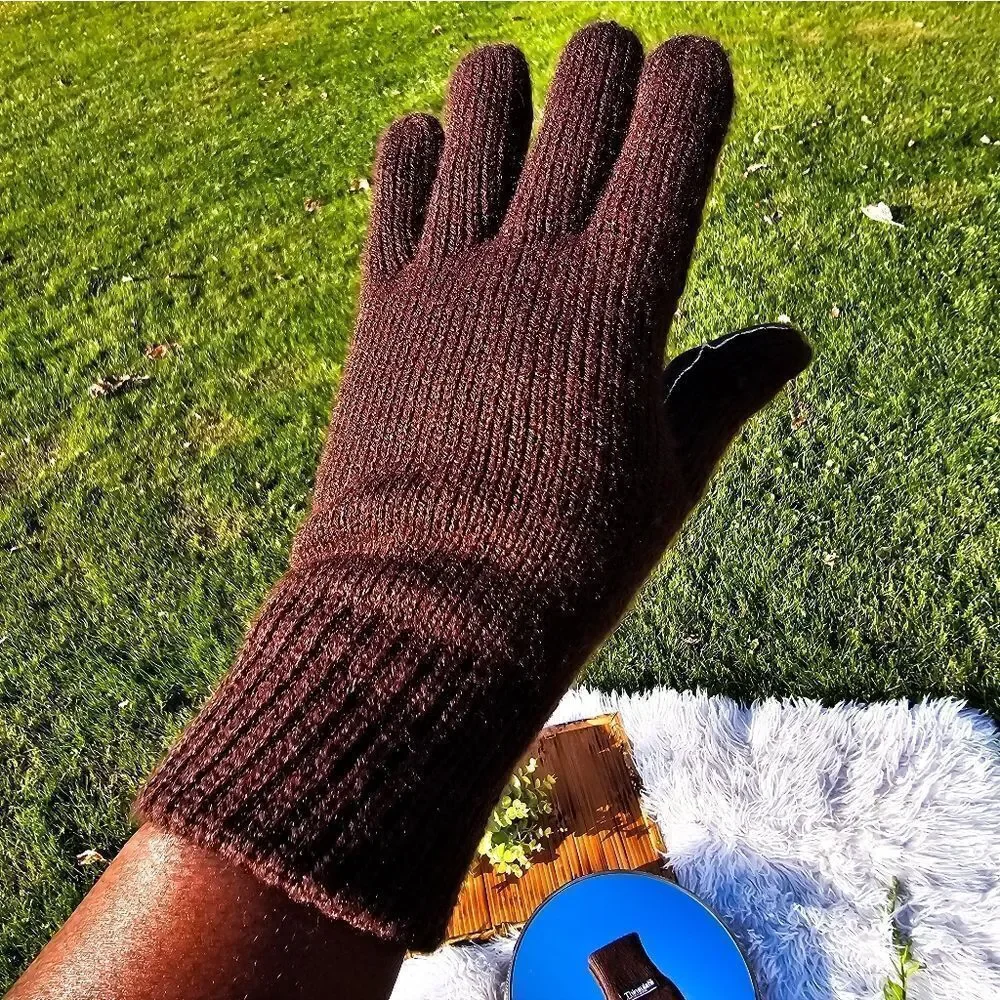 Thinsulate Thermal Brown Insulated Acrylic Blend Suede Lether Detail Unisex Glov
